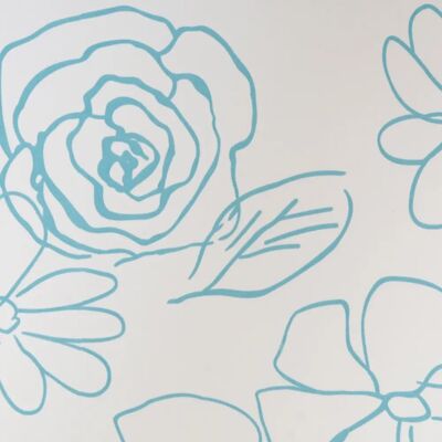 LIEDECO 1 Weiß/Blau Blumen Vorhang - Vorhang LIEDECO 1 Weiß/Blau Blumen Vorhang - Vorhang