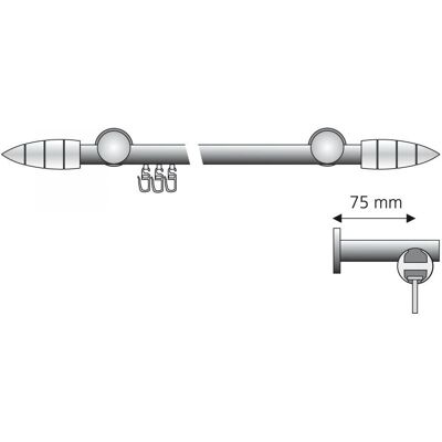 LIEDECO Menorca Edelstahl-Optik Gardinenstange - 160cm, 1 läufig LIEDECO Menorca Edelstahl-Optik Gardinenstange - 160cm, 1 läufig