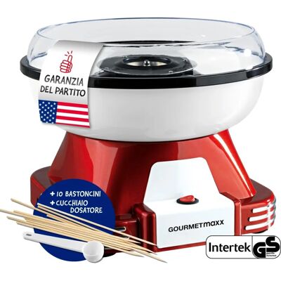 GOURMETMAXX Retro Rood Suikerspinmachine met 10 Stokjes & Maatlepel GOURMETMAXX Retro Rood Suikerspinmachine met 10 Stokjes & Maatlepel