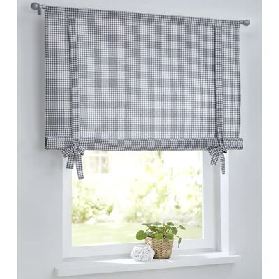 KUTTI Cottage Raffgardine - grau/weiß - 45x100 cm - Baumwolle KUTTI Cottage Raffgardine - grau/weiß - 45x100 cm - Baumwolle