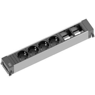 Extension électrique Bachmann - 4 prises - Aluminium - 350mm - Type de puissance Extension électrique Bachmann - 4 prises - Aluminium - 350mm - Type de puissance