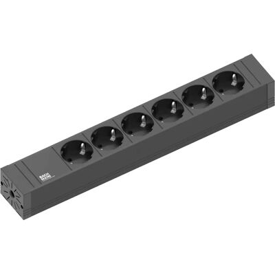 Bachmann Svart 6-uttag - Strömskinne - Fördelningsenhet Bachmann Svart 6-uttag - Strömskinne - Fördelningsenhet