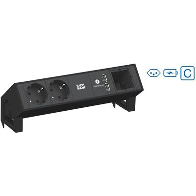 Bachmann Schwarz Tischsteckdosenleiste DESK 2 - Verlängerung Bachmann Schwarz Tischsteckdosenleiste DESK 2 - Verlängerung