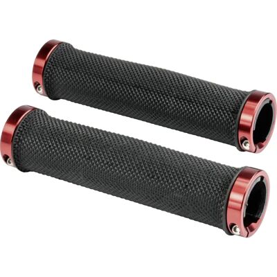 Mangos de manillar Ergotec Bilbao - MTB/ATB, Negro/Rojo Abrazadera Mangos de manillar Ergotec Bilbao - MTB/ATB, Negro/Rojo Abrazadera
