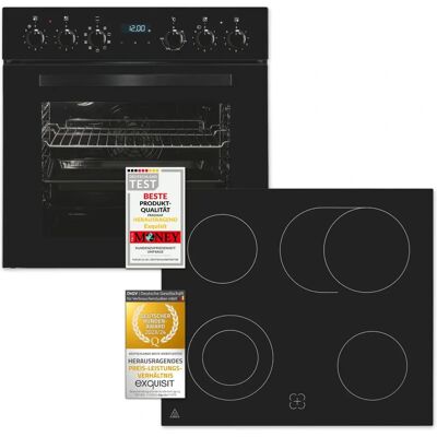 Exquisit EHE285-HBZ-020 - Schwarz - Elektro-Ofen- und Kochfeld-Set Exquisit EHE285-HBZ-020 - Schwarz - Elektro-Ofen- und Kochfeld-Set