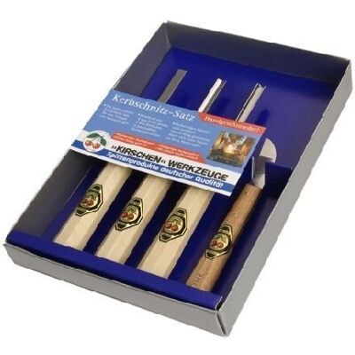 Kirschen Schnitzwerkzeug-Set - Handgeschmiedet, Hochkohlenstoffstahl, 4 Stück Kirschen Schnitzwerkzeug-Set - Handgeschmiedet, Hochkohlenstoffstahl, 4 Stück