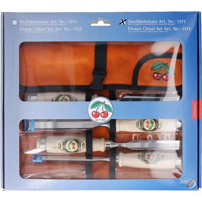 Kirschen Trämejsel Set - 6 Lightweight Carving Chisels in Velour Leather Case - Woodworking Kirschen Trämejsel Set - 6 Lightweight Carving Chisels in Velour Leather Case - Woodworking