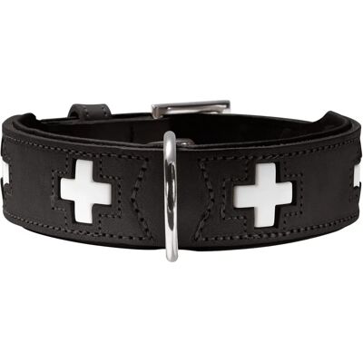 Hunter Swiss Leather Dog Collar - Adjustable, Black, S-M Hunter Swiss Leather Dog Collar - Adjustable, Black, S-M