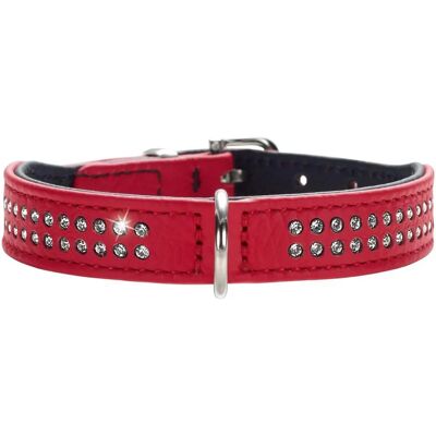 Hunter Nappa Leather Dog Collar with Swarovski - Red - 30-34cm Hunter Nappa Leather Dog Collar with Swarovski - Red - 30-34cm