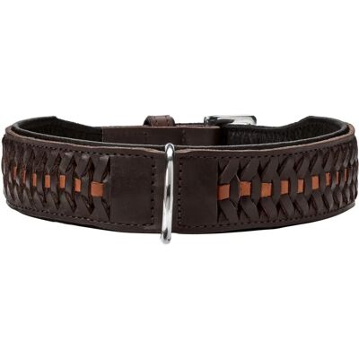 Hunter Solid Education Exklusiv Hundhalsband - M-L, 4cm, Brun/Sort Hunter Solid Education Exklusiv Hundhalsband - M-L, 4cm, Brun/Sort