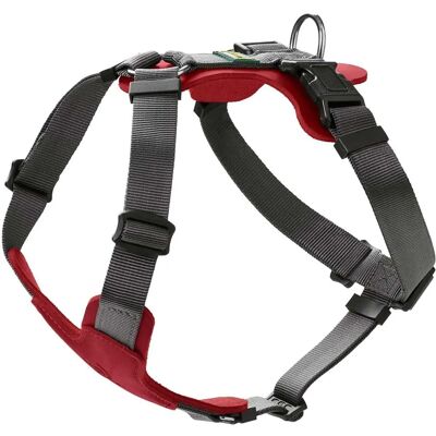 Hunter Aalborg Mixed Hundegeschirr - Verstellbar, Leder/Nylon, Rot/Grau Hunter Aalborg Mixed Hundegeschirr - Verstellbar, Leder/Nylon, Rot/Grau