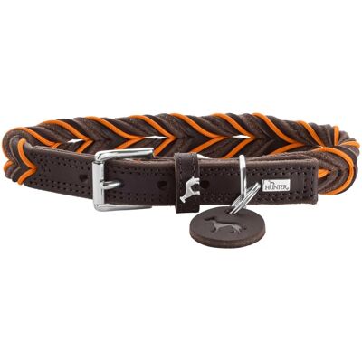Hunter Orange/Brown Leather Dog Collar - Solid Education Hunter Orange/Brown Leather Dog Collar - Solid Education