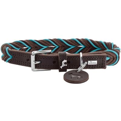 Hunter Turquoise Leather Dog Collar - Solid Education M-L Hunter Turquoise Leather Dog Collar - Solid Education M-L
