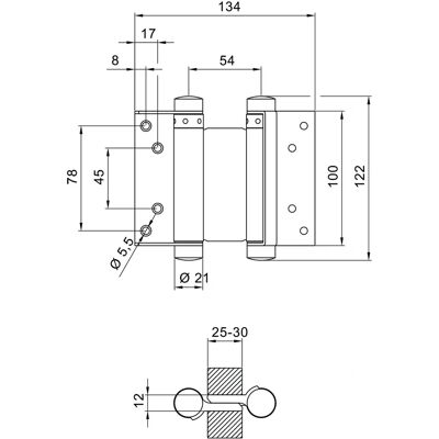 Deni Modelo 3982 Bisagra de puerta doble galvanizada para 25-30 mm - 22 kg máx. Deni Modelo 3982 Bisagra de puerta doble galvanizada para 25-30 mm - 22 kg máx.