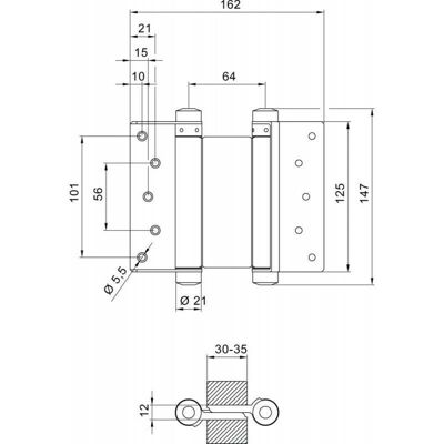 Deni Bisagra para puerta pivotante acero inoxidable Tamaño 33 - Máx 27kg Deni Bisagra para puerta pivotante acero inoxidable Tamaño 33 - Máx 27kg