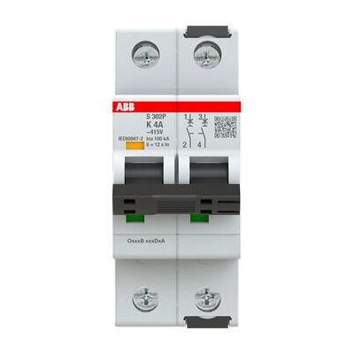 ABB - S302P-K4 - Type K - 2 pôles - Disjoncteur miniature - Publicité ABB - S302P-K4 - Type K - 2 pôles - Disjoncteur miniature - Publicité