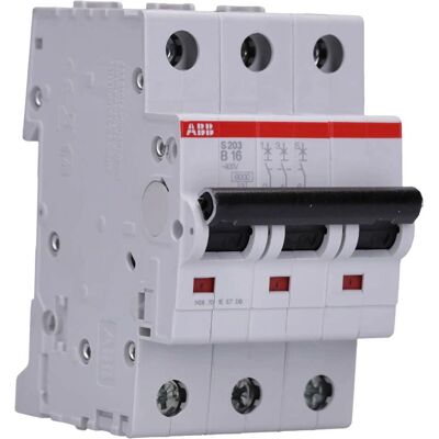 ABB S203-B16 Interruptor automático de 3 polos - 16A, B, IP20 ABB S203-B16 Interruptor automático de 3 polos - 16A, B, IP20