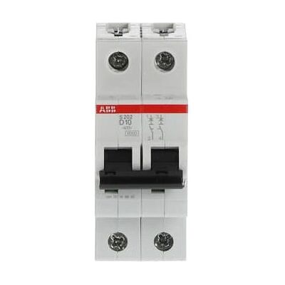 ABB S202-D10 Interruptor - 2P, 10A, Curva D - Montaje en Carril DIN ABB S202-D10 Interruptor - 2P, 10A, Curva D - Montaje en Carril DIN