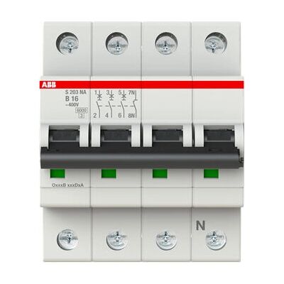 ABB S203-B16NA Interruttore automatico - 3P+N, 16A, Curva B ABB S203-B16NA Interruttore automatico - 3P+N, 16A, Curva B