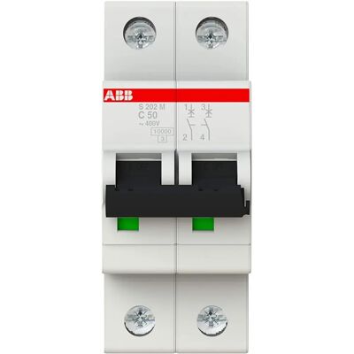 ABB S202M-C50 2-poliger Leistungsschalter - Typ C, 50A, 10kA ABB S202M-C50 2-poliger Leistungsschalter - Typ C, 50A, 10kA