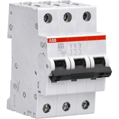 ABB S203-B63 - 3P 63A Type B Circuit Breaker - DIN Mount ABB S203-B63 - 3P 63A Type B Circuit Breaker - DIN Mount