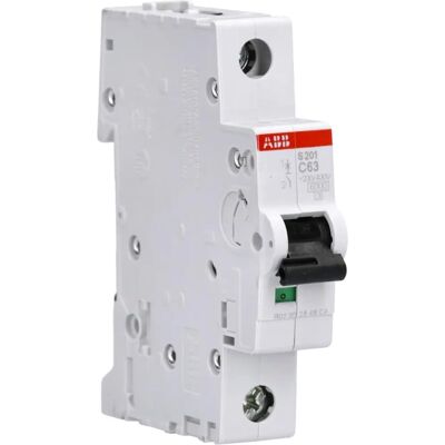 ABB S201-C63 - Circuit Breaker - 63A, Type C, 6kA - Protects wiring ABB S201-C63 - Circuit Breaker - 63A, Type C, 6kA - Protects wiring