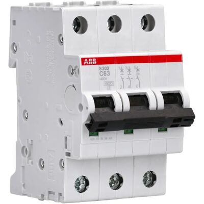 ABB S203-C63 3-Pole Circuit Breaker - 63A, IP20 ABB S203-C63 3-Pole Circuit Breaker - 63A, IP20