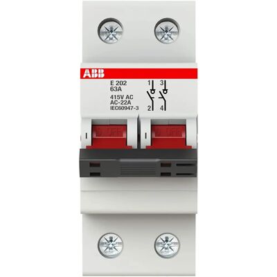 ABB E202/63R Trennschalter - 63A, 2-polig, Rot ABB E202/63R Trennschalter - 63A, 2-polig, Rot