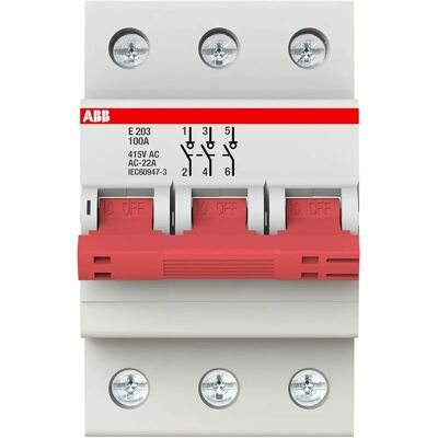 Interrupteur ABB Stotz S&J 400V 100A - 3 pôles, IP10, Montage sur rail DIN Interrupteur ABB Stotz S&J 400V 100A - 3 pôles, IP10, Montage sur rail DIN