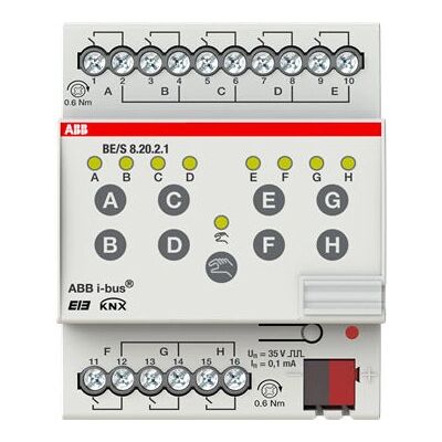 Terminal de entrada binaria ABB KNX BE/S 8.20.2.1, 8 canales, 20 V Terminal de entrada binaria ABB KNX BE/S 8.20.2.1, 8 canales, 20 V