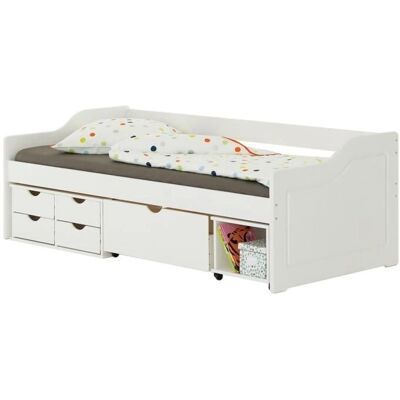 Idimex Weißes Kiefernbett mit Stauraum - Bett Idimex Weißes Kiefernbett mit Stauraum - Bett