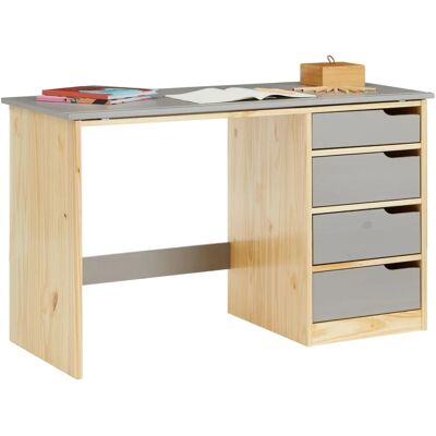 Bureau enfant Idimex Emma - Naturel/Gris, 4 tiroirs, Inclinaison 0-25°, 76x114x55cm - Publicité Bureau enfant Idimex Emma - Naturel/Gris, 4 tiroirs, Inclinaison 0-25°, 76x114x55cm - Publicité