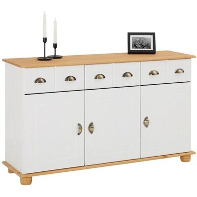 Idimex Buffet Pin Masif Blanc et Marron - Buffet - Publicité Idimex Buffet Pin Masif Blanc et Marron - Buffet - Publicité