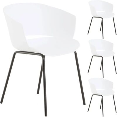 Ensemble de 4 Chaises de Jardin - Résistant aux UV - Blanc - Publicité Ensemble de 4 Chaises de Jardin - Résistant aux UV - Blanc - Publicité