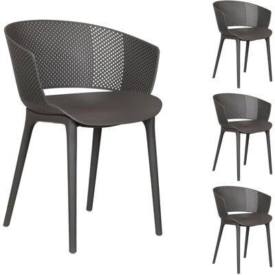 Idimex Modèle OLINDO - Lot de 4 chaises de jardin en plastique gris - Publicité Idimex Modèle OLINDO - Lot de 4 chaises de jardin en plastique gris - Publicité