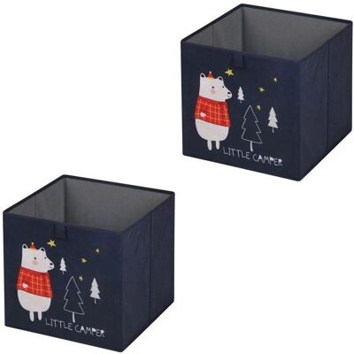 Idimex Lot de 2 Boîtes de Rangement En Tissu Ours Bleu pour Enfants - Publicité Idimex Lot de 2 Boîtes de Rangement En Tissu Ours Bleu pour Enfants - Publicité