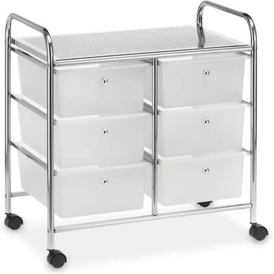 Bahut de rangement Idimex - 6 tiroirs Plastique Métal Chrome - Publicité Bahut de rangement Idimex - 6 tiroirs Plastique Métal Chrome - Publicité