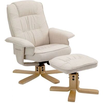 Fauteuil relax beige Idimex avec repose-pieds - Mobilier détente - Publicité Fauteuil relax beige Idimex avec repose-pieds - Mobilier détente - Publicité