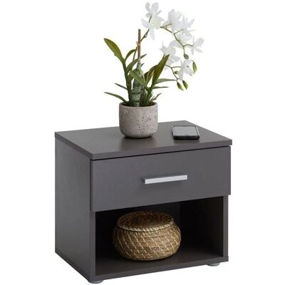 Idimex - MAEL - Gris - 1 tiroir - Nightstand - Publicité Idimex - MAEL - Gris - 1 tiroir - Nightstand - Publicité