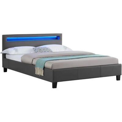 Lit Idimex Rioja - Lit double LED 140x190cm avec tête de lit - Publicité Lit Idimex Rioja - Lit double LED 140x190cm avec tête de lit - Publicité