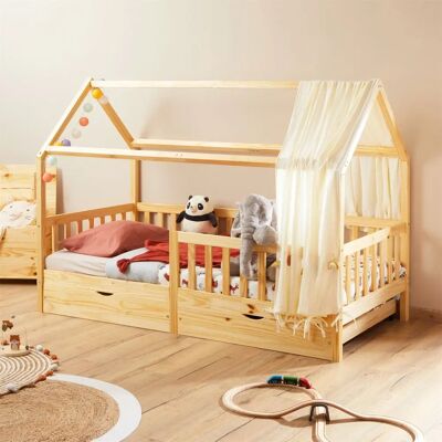 Lit enfant NUNA Idimex - Cabane Montessori en bois avec tiroirs - Publicité Lit enfant NUNA Idimex - Cabane Montessori en bois avec tiroirs - Publicité