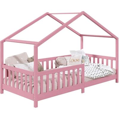 Lit enfant Idimex - Pin - Rose - 90x190 cm - Style Montessori - Publicité Lit enfant Idimex - Pin - Rose - 90x190 cm - Style Montessori - Publicité