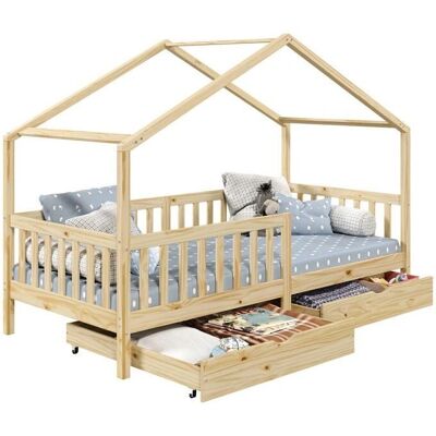 Lit Enfant Idimex - Pin Naturel - 90x200cm - Barrières de Sécurité - Publicité Lit Enfant Idimex - Pin Naturel - 90x200cm - Barrières de Sécurité - Publicité