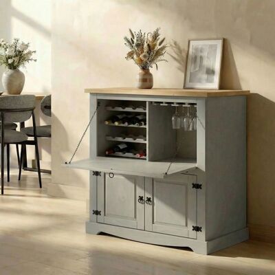 IDIMEX Mexico Armoire à vin à 2 portes en pin, gris/marron - Meuble - Publicité IDIMEX Mexico Armoire à vin à 2 portes en pin, gris/marron - Meuble - Publicité
