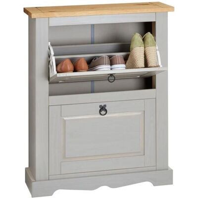 IDIMEX Armoire à Chaussures - 2 Portes, Pin, Gris/Marron - Rangement de Chaussures - Publicité IDIMEX Armoire à Chaussures - 2 Portes, Pin, Gris/Marron - Rangement de Chaussures - Publicité
