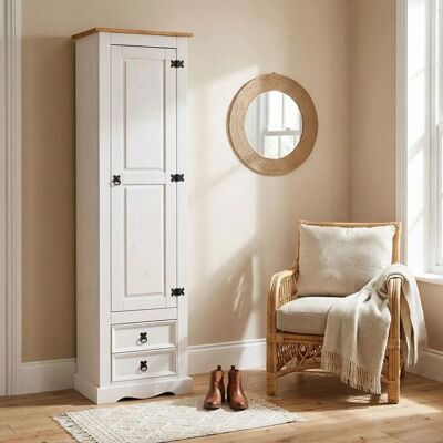 Idimex Blanc/Marron Pin 7-Étagère Armoire - Armoire - Publicité Idimex Blanc/Marron Pin 7-Étagère Armoire - Armoire - Publicité