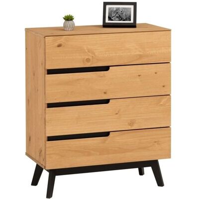 Commodes Idimex TIBOR en pin massif style scandinave avec 4 tiroirs - Publicité Commodes Idimex TIBOR en pin massif style scandinave avec 4 tiroirs - Publicité