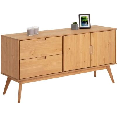 Buffet Vintage Scandinave Idimex - 2 Tiroirs, 2 Portes, Fini Naturel en Pin - Publicité Buffet Vintage Scandinave Idimex - 2 Tiroirs, 2 Portes, Fini Naturel en Pin - Publicité