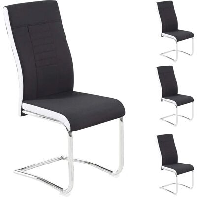 Idimex - ALBA - Noir Blanc tissu - Base chromée - Chaises à manger - Publicité Idimex - ALBA - Noir Blanc tissu - Base chromée - Chaises à manger - Publicité