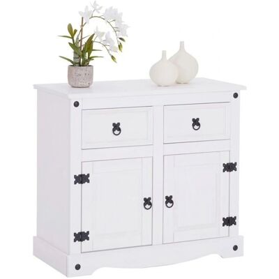 Idimex - Buffet Pin Massif Blanc - Blanc - Sideboard - Publicité Idimex - Buffet Pin Massif Blanc - Blanc - Sideboard - Publicité